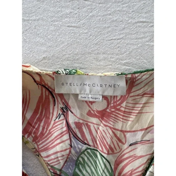 Stella McCartney Silk Floral Ruffle Blouse Cream Multicolor Peplum Top Sz-S
